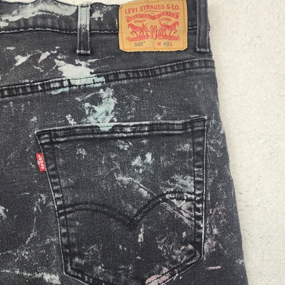 Levis 569 Black Multicolor Loose Straight Men's Shorts 40W - Picture 3 of 9